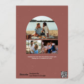 Vrolijke vibes leuk retro foto roos gouden kerst folie feestdagenkaart (Achterkant)