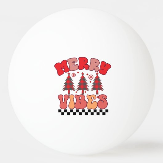 Vrolijke Vibes Retro Groovy Kerst Feestdagen Pingpongballen (Voorkant)
