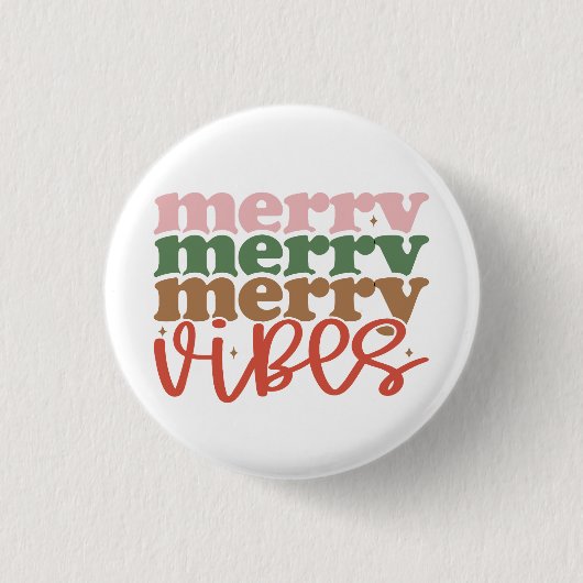 Vrolijke Vibes Retro Groovy Kerst Feestdagen Ronde Button 3,2 Cm (Voorkant)
