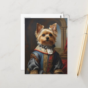 Vrolijke Victoriaanse Yorkshire Terrier in Kleren Briefkaart