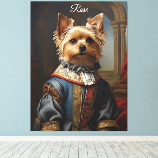 Vrolijke Victoriaanse Yorkshire Terrier in Kleren  Canvas Afdruk