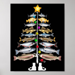 Vrolijke VisKerstmis Kerstboom Grappige Vissen Poster