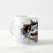 Vrolijke vissengrappige haai kerst koffiemok (Voorkant links)
