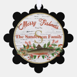 Vrolijke visvliegen vissen ornament kaart