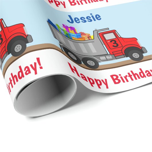 Vrolijke vrachtwagenlading van cadeauboeien Naam L Cadeaupapier (Rol Hoek)