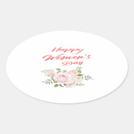 vrolijke vrouwendag wit ovale sticker