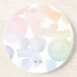 Vrolijke Waterverf Patroon Onderzetter met Initial