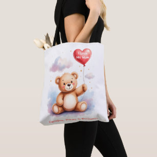 Vrolijke Waterverf Teddybeer Mam Draagtas