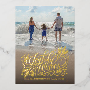 Vrolijke Wensen Folie Vakantie Postkaart Feestdagen Briefkaart