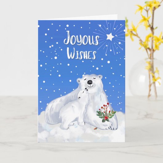 Vrolijke wensen met Baby Polar Beer en Moeder Kaart (Gele Bloem)