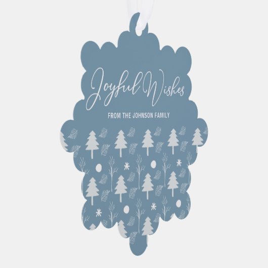 Vrolijke wensen Mooie Blauwe Aangepaste Kerstmis Ornament Kaart (Rechts)