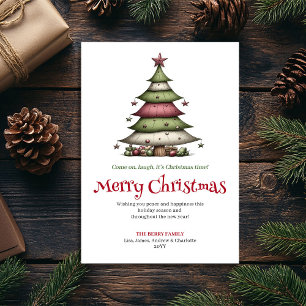Vrolijke Whimsical Kerstboom Vakantie Groet Feestdagenkaart