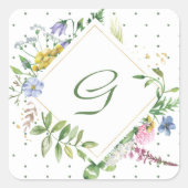 Vrolijke Wildflower Diamond Monogram Sticker (Voorkant)