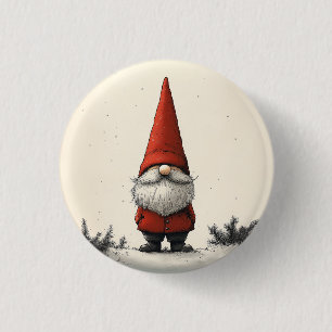 Vrolijke wintergnoom in rood Pet Ronde Button 3,2 Cm