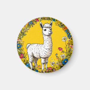 Vrolijke witte lama magneet
