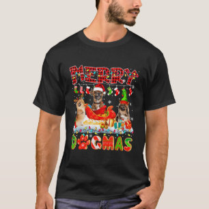 Vrolijke Xmas Hond Drie Santa Rendier Elf Pekinges T-shirt