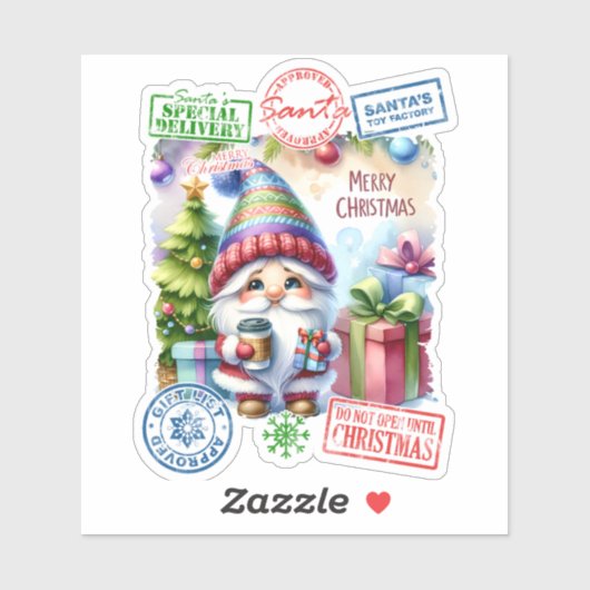Vrolijke Xmas Sticker van Santa's Elf (Vel)