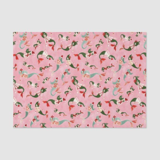 VROLIJKE ZEEMEERMINNEN ROZE TISSUEPAPIER (Voorkant)