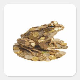 Vrolijke Zilveren MONEY BAGGED FROG Decal Ontwerp Vierkante Sticker