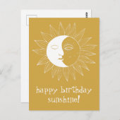 Vrolijke Zon & Maan HAPPY BIRTHDAY Aangepast Goud Briefkaart (Voorkant / Achterkant)