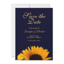 Vrolijke Zonnebloem Save the Date Navy Blue