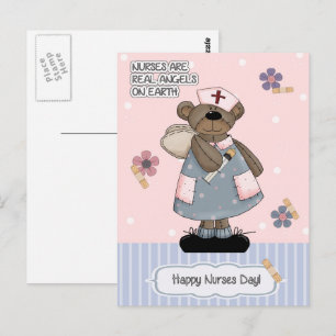 Vrolijke zuster Dag. Cute Teddy Bear Angel Briefkaart