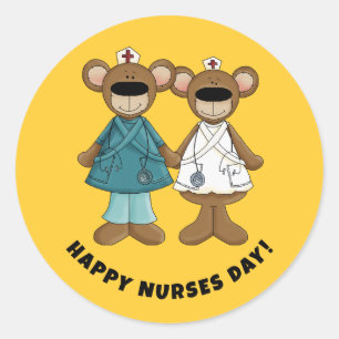 Vrolijke zuster Dag. Cute Teddy Bears Ronde Sticker