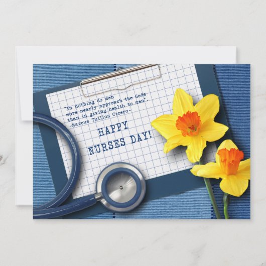 Vrolijke zuster Dag. Daffodils en Stethoscoop-Kaar Kaart (Voorkant)