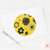 Vrolijke Zwart Wit & Geel Daisy Stickers (Envelop)