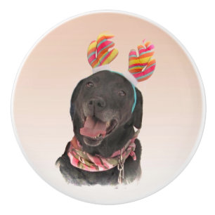 Vrolijke zwarte Labrador Retriever Hond Keramische Knop