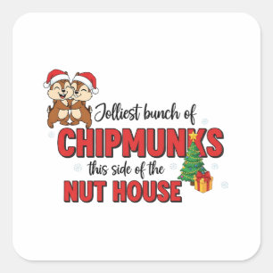 Vrolijkste groep chipmunks deze kant kerst vierkante sticker