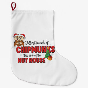 Vrolijkste groep chipmunks deze kant kerstfeest grote kerstsok