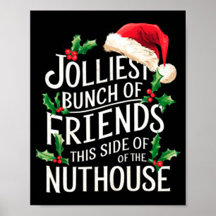 Vrolijkste groep vrienden Kerstmis bij elkaar pass Poster