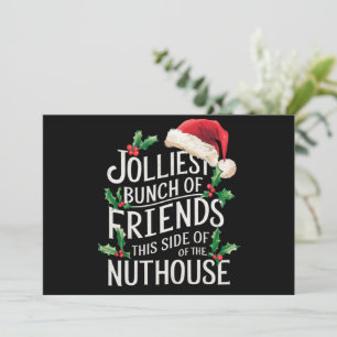 Vrolijkste groep vrienden Kerstmis bijpassend sarc Feestdagenkaart