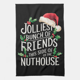 Vrolijkste groep vrienden Kerstmis Sarcasme Theedoek