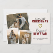 Vrolijkste kerst | Moderne Boho 3 fotocollage Feestdagenkaart (Voorkant)