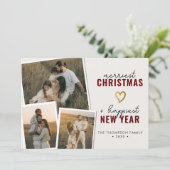 Vrolijkste kerst | Moderne Boho 3 fotocollage Feestdagenkaart (Staand voorkant)