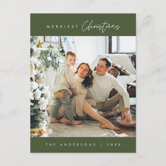 Vrolijkste kerstfoto, modern minimalistisch briefkaart (Voorkant)