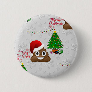 vrome kerst poo emoji ronde button 5,7 cm
