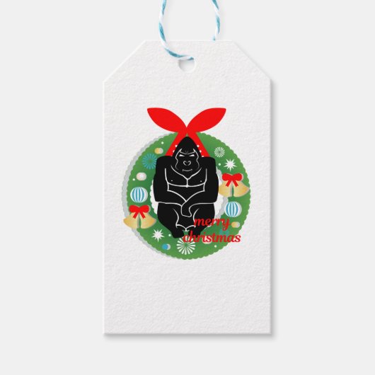 vrome kerstgorilla cadeaulabel (Voorkant)