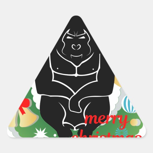 vrome kerstgorilla driehoek sticker (Voorkant)