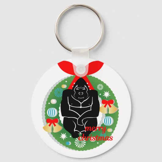 vrome kerstgorilla sleutelhanger (Voorkant)