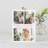 vrome kerstmis rood script 3 foto ' s collage mode feestdagenkaart (Staand voorkant)