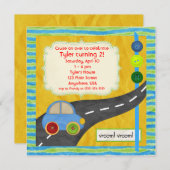 Vroom. Birthday Uitnodiging (Voorkant / Achterkant)