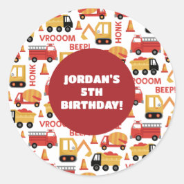 Vroom Honk Beep! Vrachtwagens Ronde Sticker