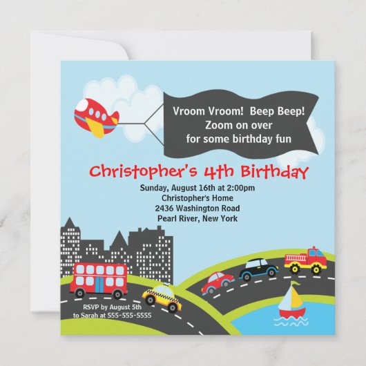 Vroom invitation de fête d'anniversaire de (Devant)