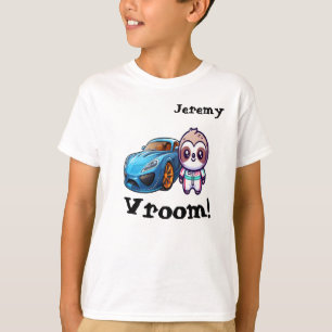 "Vroom" Race Car Sloth Kawaii  Boy's T-shirt
