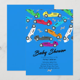 Vroom vintage auto's! Baby Boy Douche Uitnodiging
