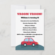 Vroom Vroom Cars verjaardagsfeestje uitnodiging