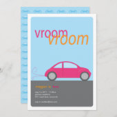 vroom vroom fille voiture invitation (Devant / Derrière)